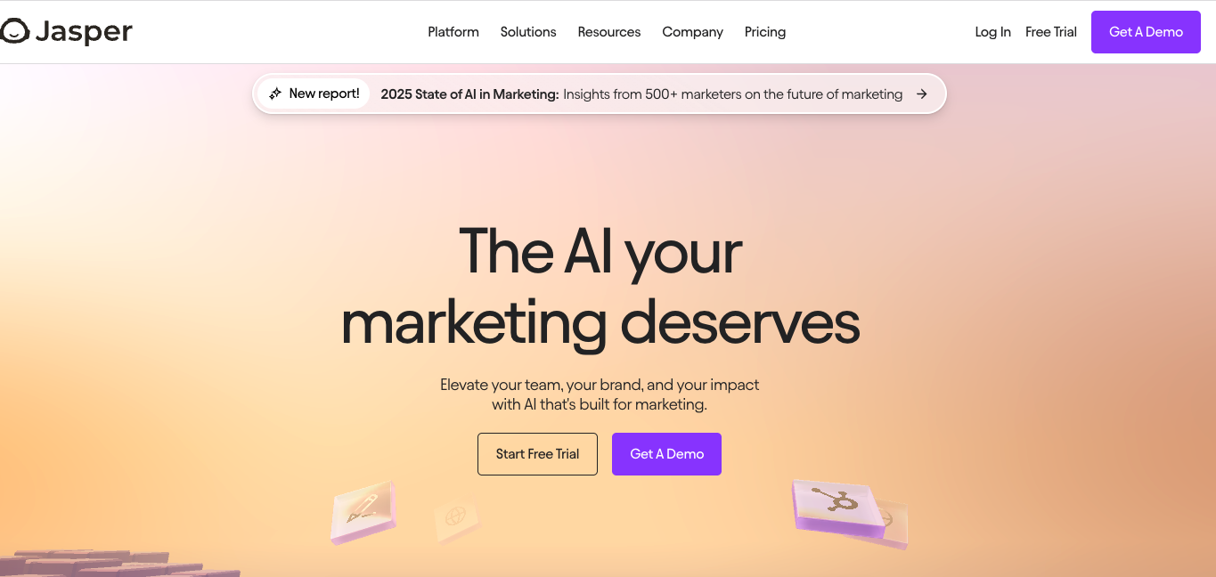 Screenshot of Jasper AI Homepage